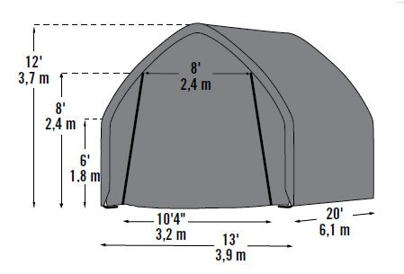 Размеры гаража тентового 3,9х3,7х6,1м