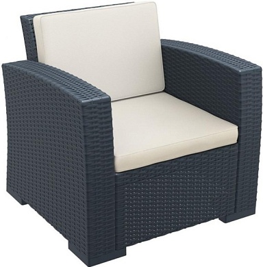 кресло пластиковое плетеное с подушками siesta contract monaco lounge в официальном магазине viva-verde.ru