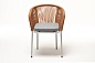 "Марсель" стул плетеный из роупа, каркас алюминий светло-серый (RAL7035) шагрень, роуп оранжевый меланж круглый, ткань светло-серая