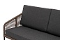 "Канны" диван 2-местный плетеный из роупа, каркас алюминий коричневый (RAL8016) муар, роуп коричневый круглый, ткань темно-серая 019