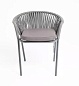 "Женева" стул плетеный из роупа, каркас алюминий серый, роуп плоский серый, ткань серая