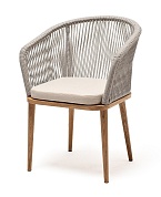 "марсель" стул плетеный из роупа, основание дуб, роуп серый меланж круглый, ткань бежевая в официальном магазине viva-verde.ru