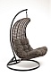 "Виши" подвесное кресло-кокон из искусственного ротанга, цвет коричневый с серо-коричневой подушкой