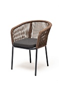 "марсель" стул плетеный из роупа, каркас алюминий темно-серый (ral7024), роуп коричневый круглый, ткань серая в официальном магазине viva-verde.ru