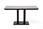 "Каффе" интерьерный стол из HPL квадратный 140х70см, цвет "серый гранит", подстолье двойное черное чугун