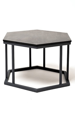 "женева" интерьерный стол из hpl шестиугольный, d50, h35, цвет "серый гранит" в официальном магазине viva-verde.ru