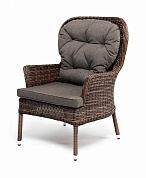 "алиса" кресло плетеное, цвет коричневый с подушками в официальном магазине viva-verde.ru