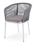 "марсель" стул плетеный из роупа, каркас алюминий светло-серый (ral7035) шагрень, роуп светло-серый круглый, ткань neo ash в официальном магазине viva-verde.ru