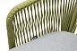 "Марсель" стул плетеный из роупа, каркас алюминий светло-серый (RAL7035) шагрень, роуп салатовый меланж круглый, ткань светло-серая