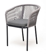"марсель" стул плетеный из роупа, каркас алюминий темно-серый (ral7024), роуп светло-серый круглый, ткань светло-серая в официальном магазине viva-verde.ru