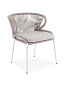 "Милан" стул плетенный из роупа, каркас алюминий белый шагрень, роуп бежевый кругл, ткань бежевая