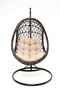 "венеция" подвесное кресло-кокон из искусственного ротанга, цвет бронзовый с бежевой подушкой в официальном магазине viva-verde.ru