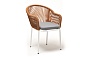 "Лион" стул плетеный из роупа, каркас из стали светло-серый (RAL7035) шагрень, роуп оранжевый меланж круглый, ткань светло-серая