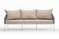 "Канны" диван 3-местный плетеный из роупа, каркас алюминий белый шагрень, роуп светло-серый круглый, ткань бежевая