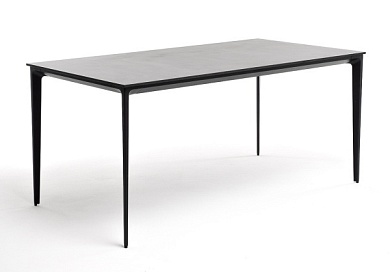 "малага" обеденный стол из hpl 160х80см, цвет "серый гранит", каркас черный в официальном магазине viva-verde.ru