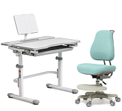 Комплект стол-трансформер Freesia grey + эргономичное кресло Cubby  Paeonia Зелёный. Растущие парты, парты-трансформер для дома и школы. За такой партой школьник будет учиться на отлично ⭐⭐⭐⭐⭐