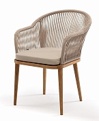 "лион" стул плетеный из роупа, основание дуб, роуп бежевый круглый, ткань бежевая в официальном магазине viva-verde.ru