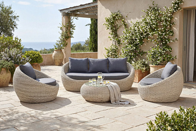 "барселона" лаунж-зона из искусственного ротанга, цвет бежевый в официальном магазине viva-verde.ru