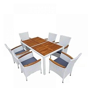 комплект плетеной мебели мебели afm-460a 150x90 white (6+1) в официальном магазине viva-verde.ru