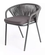 "женева" стул плетеный из роупа, каркас алюминий темно-серый (ral7024) шагрень, роуп серый 15мм, ткань серая в официальном магазине viva-verde.ru