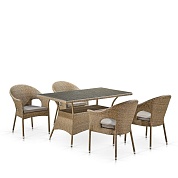 обеденный комплект плетеной мебели t198b/y79b-w56 light brown (4+1) в официальном магазине viva-verde.ru