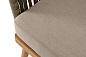 "Мальорка" кресло плетеное из роупа, основание дуб, роуп серо-коричневый 23мм, ткань бежевая 052