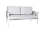 "Сан Ремо" диван 2-местный плетеный из роупа, каркас алюминий белый, роуп бежевый, ткань бежевая