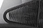 "Милан" диван 3-местный плетеный из роупа, каркас алюминий темно-серый (RAL7024) муар, роуп темно-серый круглый, ткань темно-серая 027