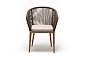 "Марсель" стул плетеный из роупа, основание дуб, роуп коричневый круглый, ткань бежевая