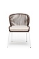 "Милан" стул плетеный из роупа, каркас алюминий белый, роуп коричневый круглый, ткань бежевая