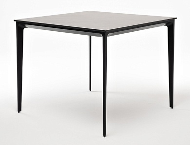 "малага" обеденный стол из hpl 90х90см, цвет "серый гранит", каркас черный в официальном магазине viva-verde.ru