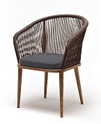 "марсель" стул плетеный из роупа, основание дуб, роуп коричневый круглый, ткань темно-серая в официальном магазине viva-verde.ru