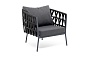 "Диего" кресло плетеное из роупа, каркас алюминий темно-серый (RAL7024), роуп темно-серый круглый, ткань темно-серая