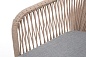 "Лион" стул плетеный из роупа, каркас из стали светло-серый (RAL7035) шагрень, роуп бежевый круглый, ткань светло-серая