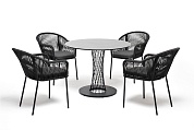 "лион" обеденная группа на 4 персоны со стульями "лион" темно-серый, круглый стол "серый гранит" в официальном магазине viva-verde.ru