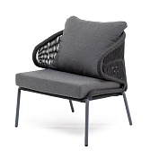 "милан" кресло плетенное из роупа, каркас алюминий ral7024, роуп темно-серый кругл, ткань темно-серая в официальном магазине viva-verde.ru