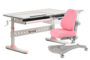 Комплект стол-трансформер FunDesk Fiore  + эргономичное кресло FunDesk Sorridi Grey + чехол для кресла в подарок Розовый. Растущие парты, парты-трансформер для дома и школы. За такой партой школьник будет учиться на отлично ⭐⭐⭐⭐⭐