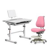 Комплект стол-трансформер Freesia grey + эргономичное кресло Cubby  Paeonia Розовый. Растущие парты, парты-трансформер для дома и школы. За такой партой школьник будет учиться на отлично ⭐⭐⭐⭐⭐