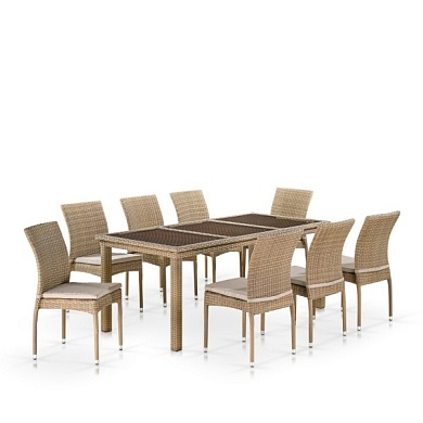 комплект плетеной мебели t365/y380b-w65 light brown (8+1) в официальном магазине viva-verde.ru