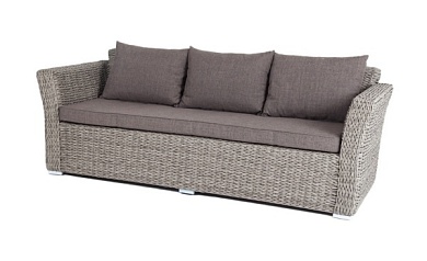 "капучино" диван из искусственного ротанга (гиацинт) трехместный, цвет серый в официальном магазине viva-verde.ru