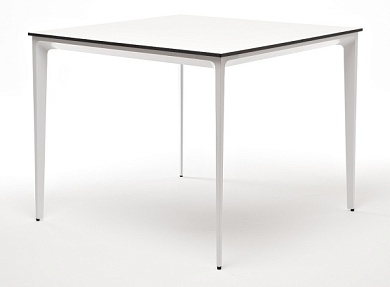 "малага" обеденный стол из hpl 90х90см, цвет молочный, каркас белый в официальном магазине viva-verde.ru