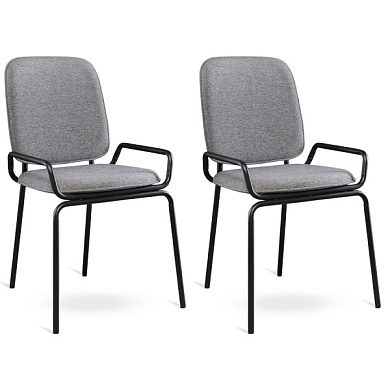 Набор из 2 стульев ror, double frame, рогожка, черный /серый от производителя. Магазин дизайнерской мебели. ⭐ Более 100 видов столов, стульев, диваны, кресла, обеденные группы, лаунж-зоны.