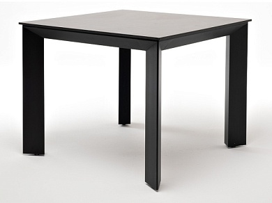 "венето" обеденный стол из hpl 90х90см, цвет "серый гранит", каркас черный в официальном магазине viva-verde.ru