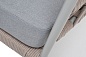 "Диего" кресло плетеное из роупа, каркас алюминий светло-серый (RAL7035) шагрень, роуп бежевый круглый, ткань светло-серая