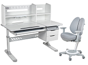 Комплект парта Ortensia II Grey + Детское ортопедическое кресло Diverso Grey Серый. Растущие парты, парты-трансформер для дома и школы. За такой партой школьник будет учиться на отлично ⭐⭐⭐⭐⭐