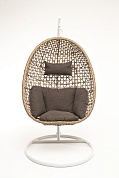 "флоренция" подвесное кресло-кокон из искусственного ротанга, цвет соломенный с серой подушкой в официальном магазине viva-verde.ru
