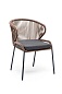 "Милан" стул плетеный из роупа, каркас алюминий серый (RAL7022), роуп коричневый круглый, ткань темно-серая