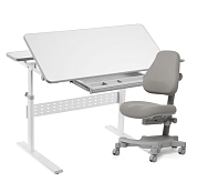 Комплект стол-трансформер Colore + эргономичное кресло Solidago Серый. Растущие парты, парты-трансформер для дома и школы. За такой партой школьник будет учиться на отлично ⭐⭐⭐⭐⭐