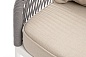 "Канны" диван 3-местный плетеный из роупа, каркас алюминий белый шагрень, роуп светло-серый круглый, ткань бежевая