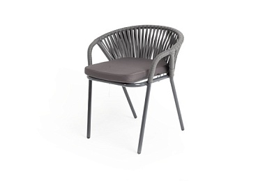 "женева" стул плетеный из роупа, каркас алюминий белый, роуп бежевый 20мм в официальном магазине viva-verde.ru